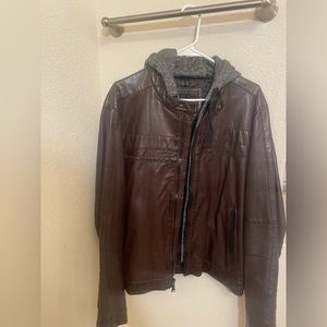 Express Men’s Brown Faux Leather Jacket